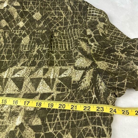Claiborne Men's L 90's Style Hawaiian Shirt Olive Green Palm Beach Vacation Tiki - Picture 5 of 6
